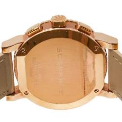 Pre Owned Burberry Beige Rose Gold Plated Stainless Steel Leather BU9704 Unisex Wristwatch 38 mm