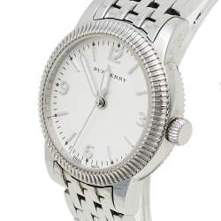 Pre Owned Burberry White Stainless Steel Utilitarian BU7856 Women's Wristwatch 30 MM