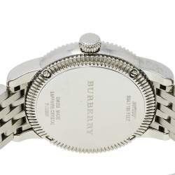 Pre Owned Burberry White Stainless Steel Utilitarian BU7856 Women's Wristwatch 30 MM