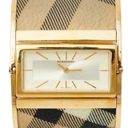 Burberry Gold Plated Stainless Steel Canvas Reversible Check BU4934 Women's Wristwatch 36 mm x 19 mm