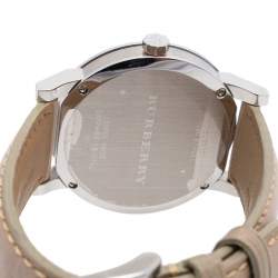 Burberry Beige Stainless Steel Leather Check BU9010 Unisex Wristwatch 38 mm