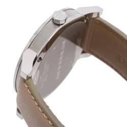 Burberry Beige Stainless Steel Leather Check BU9010 Unisex Wristwatch 38 mm