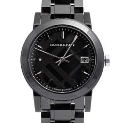 Pre Owned Burberry Black Ceramic BU9181 Women's Wristwatch 34 mm