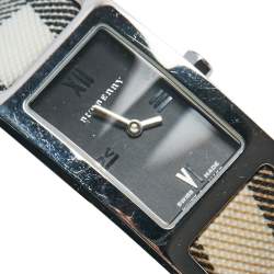 Pre Owned Burberry Black Stainless Steel Calfskin Heritage Nova BU1009 Women's Wristwatch 18 mm