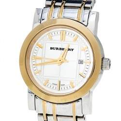 Burberry Silver Two Tone Stainless Steel Heritage BU1359 Women's Wristwatch 28 mm