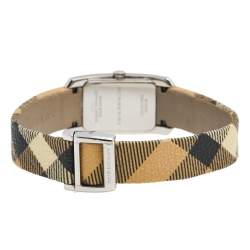Pre Owned Burberry Silver Stainless Steel Leather The Pioneer BU9508 Women's Wristwatch 20 mm 