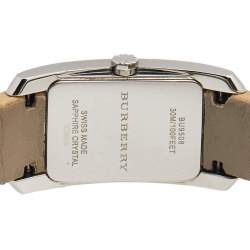 Pre Owned Burberry Silver Stainless Steel Leather The Pioneer BU9508 Women's Wristwatch 20 mm 