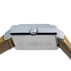Pre Owned Burberry Silver Stainless Steel Leather Nova Check BU2016 Women's Wristwatch 24 mm