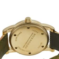 Pre Owned Burberry Beige Yellow Gold Plated Stainless Steel Leather BU7832 Women's Wristwatch 40 mm