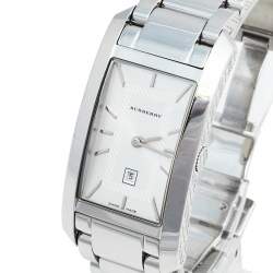 Pre Owned Burberry Silver Stainless Steel BU1056 Women's Wristwatch 25 mm