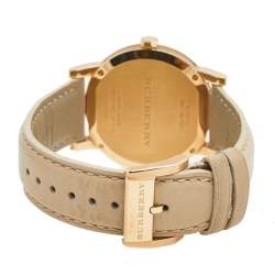 مملوكة مسبقًا Burberry Beige Rose Gold Plated Stainless Steel Leather BU9014 Women's Wristwatch 38 mm