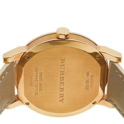 مملوكة مسبقًا Burberry Beige Rose Gold Plated Stainless Steel Leather BU9014 Women's Wristwatch 38 mm