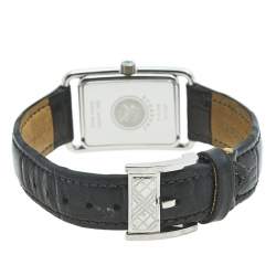 Pre Owned Burberry Black Stainless Steel Leather Heritage BU1214 Women's Wristwatch 23 mm