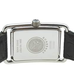Pre Owned Burberry Black Stainless Steel Leather Heritage BU1214 Women's Wristwatch 23 mm