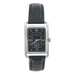 Pre Owned Burberry Black Stainless Steel Leather Heritage BU1214 Women's Wristwatch 23 mm