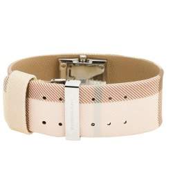 Pre Owned Burberry Pink Mother of Pearl Stainless Steel Leather BU4010 Women's Wristwatch 22 mm