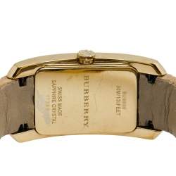 Pre Owned Burberry Champagne Gold Plated Stainless Steel Canvas The Pioneer BU9509 Women's Wristwatch 20 mm
