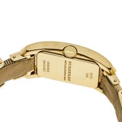Pre Owned Burberry Champagne Yellow Gold Plated Stainless Steel Leather BU1072 Women's Wristwatch 20 mm