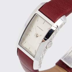 Burberry Silver Stainless Steel Leather BU1054 Women's Wristwatch 20 mm