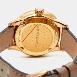 Pre Owned ساعة يد نسائية بربري كلاسيك BU10119 جلد مطلي پي ڨي دي ذهب  وردي بيج 32 مم