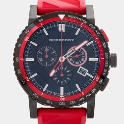 Pre Owned Burberry Black PVD Coated Stainless Steel Rubber The City BU9805 Men's Wristwatch 42 mm