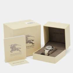 Pre Owned Burberry Silver Stainless Steel Leather The City BU9132 Women's Wristwatch 34 mm