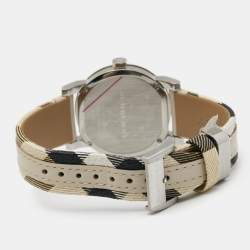 Pre Owned Burberry Silver Stainless Steel Leather The City BU9132 Women's Wristwatch 34 mm
