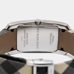 Pre Owned Burberry Black Stainless Steel Leather Nova Check BU9405 Women's Wristwatch 25 mm