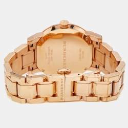 Pre Owned Burberry Champagne Rose Gold Plated Stainless Steel The City BU9135 Women's Wristwatch 34 mm