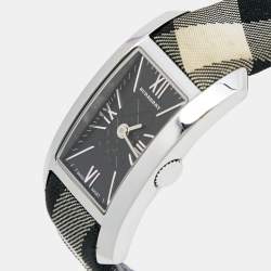  Burberry Black Stainless Steel Canvas Heritage Nova Check BU1080 Women's Wristwatch 20 mm