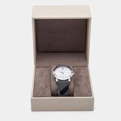 Pre Owned Burberry Silver Stainless Steel Heritage Nova Check BU1378 Women's Wristwatch 38 mm