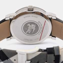 Pre Owned Burberry Silver Stainless Steel Heritage Nova Check BU1378 Women's Wristwatch 38 mm