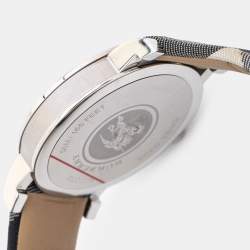 Pre Owned Burberry Silver Stainless Steel Heritage Nova Check BU1378 Women's Wristwatch 38 mm