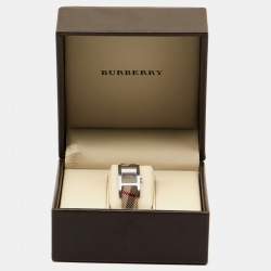 Burberry Champagne Stainless Steel Fabric Heritage BU1015 Women's Wristwatch 18 mm