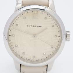 Burberry Champagne Stainless Steel Leather Classic BU10105 Women's Wristwatch 32 mm 