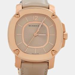 Pre Owned Burberry Champagne Rose Gold Plated Stainless Steel The Britain BBY1718 Women's Wristwatch 32 mm