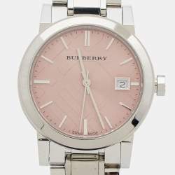 Burberry Pink Stainless Steel The City BU9124 Women's Wristwatch 34 mm
