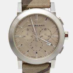 Burberry Champagne Stainless Steel Leather The City BU9358 Unisex Wristwatch 42 mm