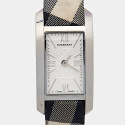 Burberry Silver Stainless Steel Canvas The Pioneer BU1078 Women's Wristwatch 20 mm