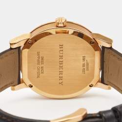 Burberry Grey Gold Plated Stainless Steel Leather The City BU9013 Unisex Watch 38 mm