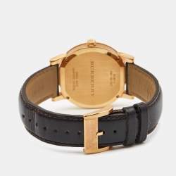 Burberry Grey Gold Plated Stainless Steel Leather The City BU9013 Unisex Watch 38 mm
