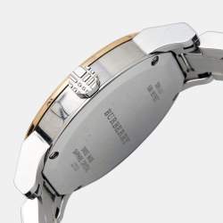 Pre Owned Burberry Silver White Two Tone Stainless Steel BU9105 Women's Wristwatch 34 mm