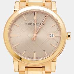 Burberry Beige Rose Gold Plated Stainless Steel The City BU9034 Women's Wristwatch 38 mm