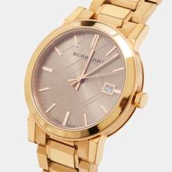Burberry Beige Rose Gold Plated Stainless Steel The City BU9034 Women's Wristwatch 38 mm
