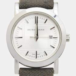 Burberry Silver Stainless Steel Canvas BU1386 Women's Wristwatch 28 mm 