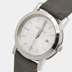 Burberry Silver Stainless Steel Canvas BU1386 Women's Wristwatch 28 mm 