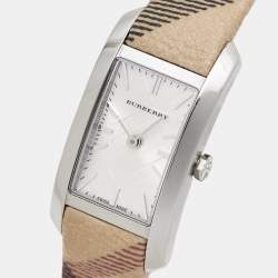Burberry Silver Stainless Steel Leather The Pioneer BU9508 Women's Wristwatch 20 mm