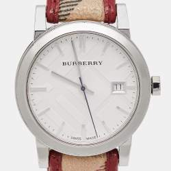 Burberry Silver Stainless Steel Leather The City BU9122 Women's Wristwatch 35 mm