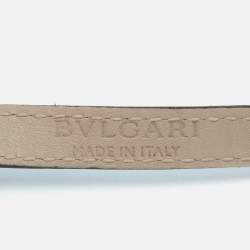 Pre Owned Bvlgari Serpenti Forever Enamel Turquoise Double Coiled Leather Gold Tone Bracelet