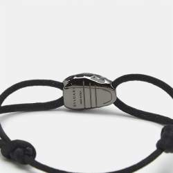 Pre Owned Bvlgari Serpenti Forever Enamel Gunmetal Tone Adjustable Cord Bracelet